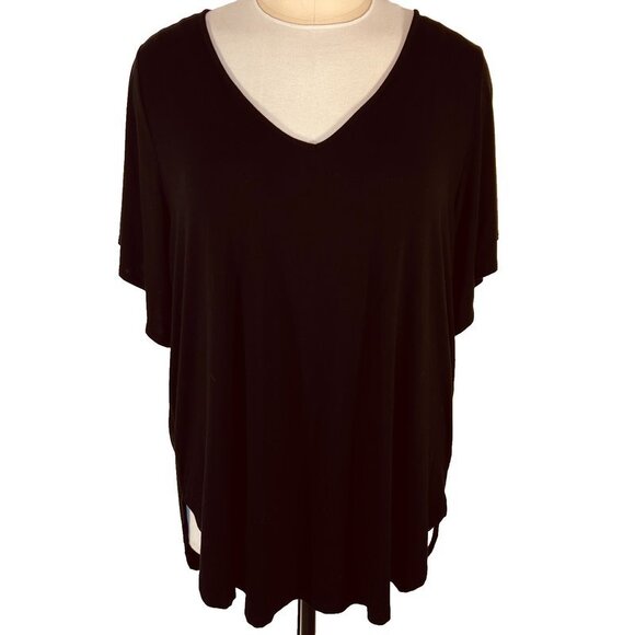 Torrid - Tunic Tee Women's 5X Black V-Neck Short Sleeve Stretch Jersey - Picture 1 of 12